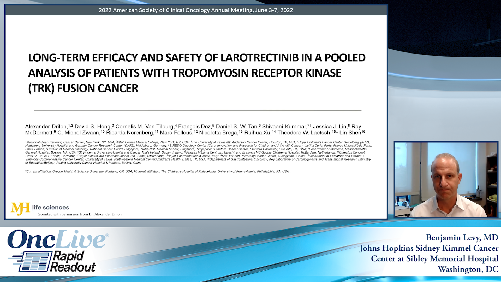 Long-term efficacy and safety of larotrectinib in a pooled analysis of patients with tropomyosin receptor kinase (TRK) fusion cancer