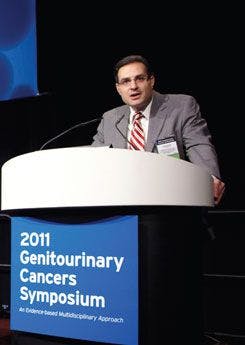 Robert S. DiPaola, MD, addresses the oral abstract session on prostate cancer at the 2011 Genitourinary Cancers Symposium meeting.