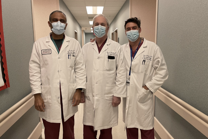 On the ward at MD Anderson, from left: Anil K. Sood, MD, Gershenson, and Pedro T. Ramirez, MD.