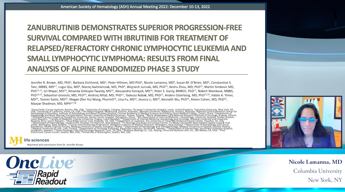 Zanubrutinib Demonstrates Superior Progression-Free Survival Compared with Ibrutinib for Treatment of Relapsed/Refractory Chronic Lymphocytic Leukemia and Small Lymphocytic Lymphoma: Results from Final Analysis of ALPINE Randomized Phase 3 Study