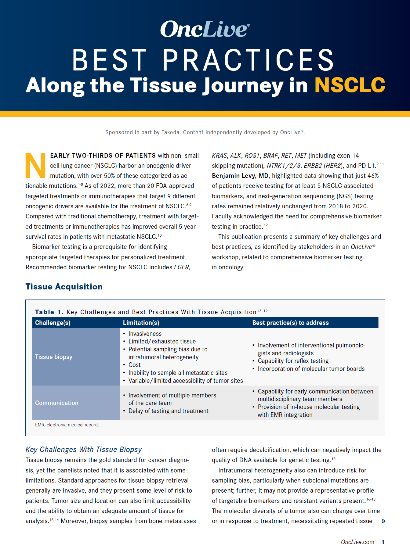 Best Practices Along the Tissue Journey in NSCLC