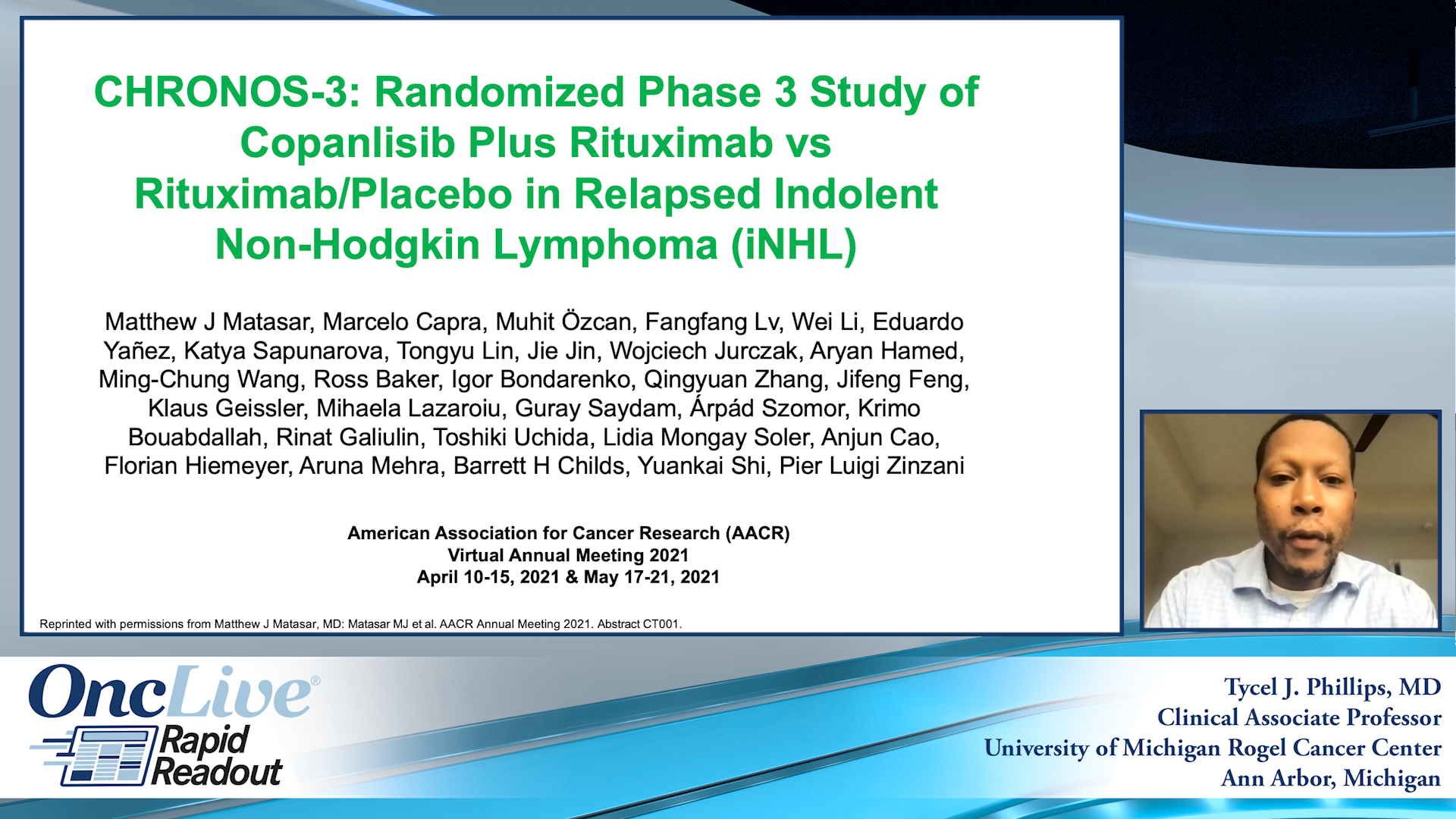 Rapid Readouts: Results from the Phase 3 CHRONOS-3 Trial for Relapsed iNHL
