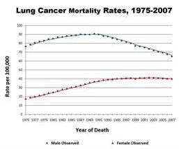 lung cancer mortality rates from 1975 through 2007