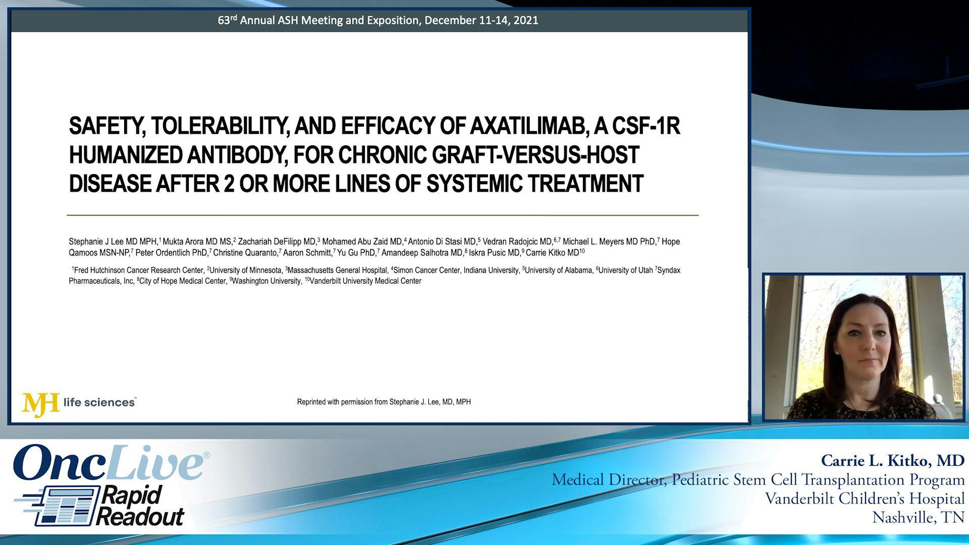 Rapid Readouts: Safety, Tolerability, and Efficacy of Axatilimab, a CSF-1R humanized antibody, for Chronic Graft-versus-Host Disease after 2 or more Lines of Systemic Treatment