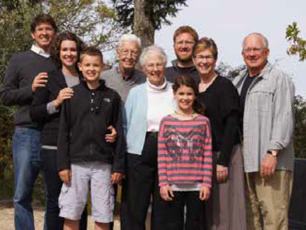 The Temperos at the family home in Sonoma County, California, in 2012. Pictured are Rick Tempero, MD, PhD, and Jonell Tempero, and their children, Mack and Ellie; Margaret Tempero’s parents, Eric Tempero, and Drs Margaret and Richard Tempero.