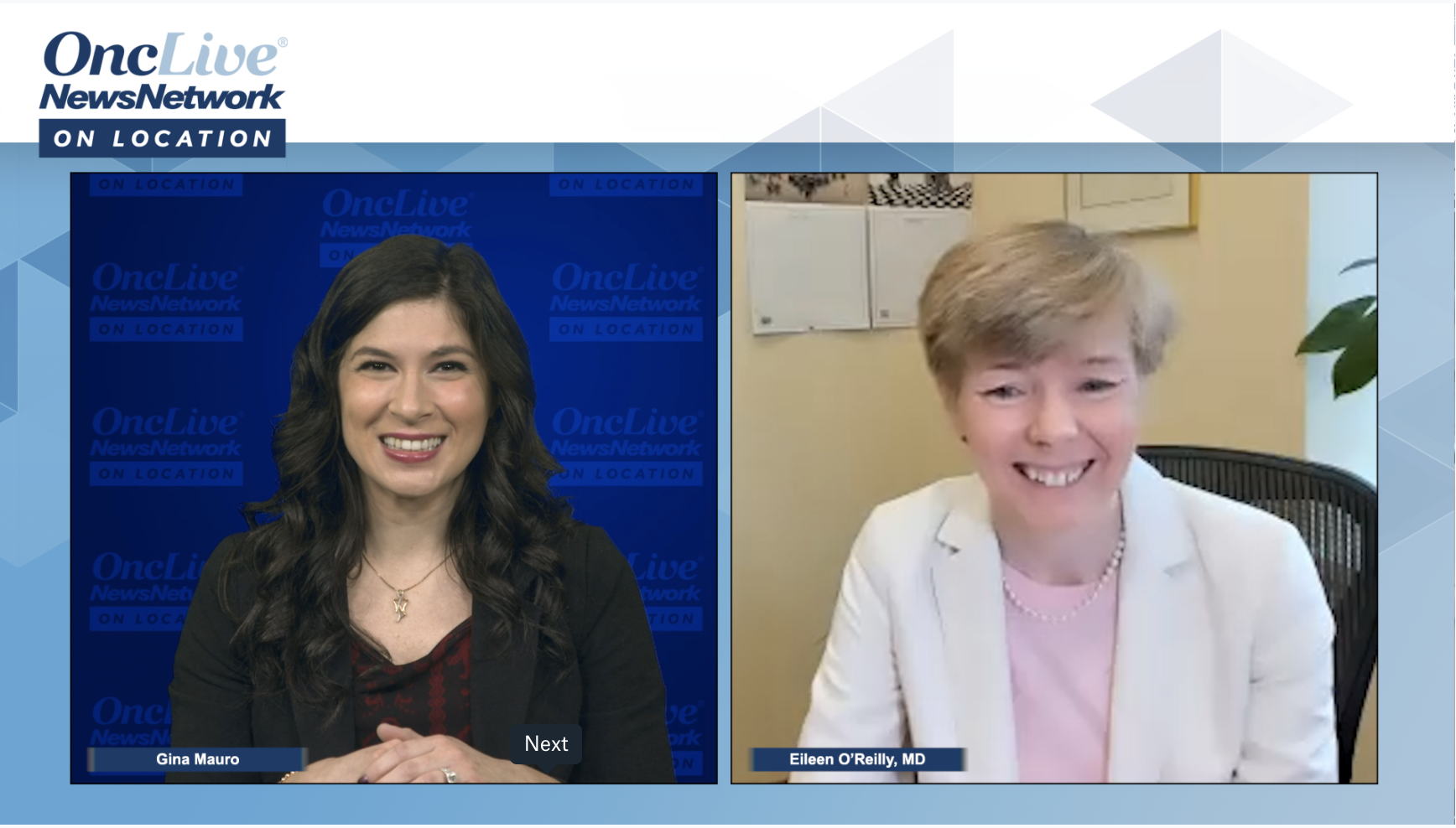 Gina Mauro, OncLive, and Eileen O'Reilly, MD, of Memorial Sloan Kettering Cancer Center 