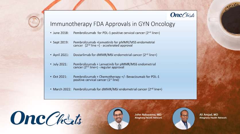 FDA Approvals of Immunotherapy in Gynecology Oncology 