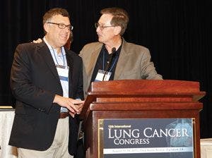 Herbst, left, and Gandara
share a lighter moment
during the congress.