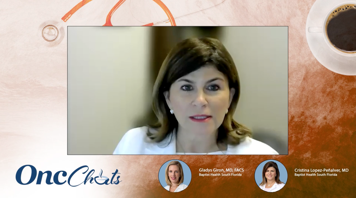 In this second episode of OncChats: Reviewing Best Practices in the Surgical Management of Breast Cancer, Gladys Giron, MD, FACS, and Cristina Lopez-Peñalver, MD, discuss the traditional surgical approaches that are utilized for patients with breast cancer and some of the challenges faced in those with later-stage disease.