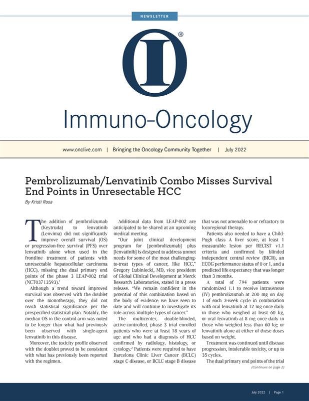 IO - Immuno-Oncology - July 2022 Issue