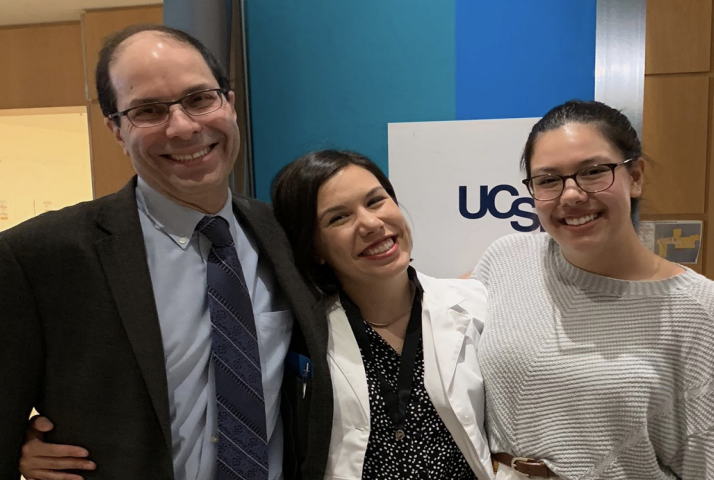 Small with his daughters, from left, Rebecca and Sarah, at Rebecca’s graduation as a nurse practitioner from UCSF.