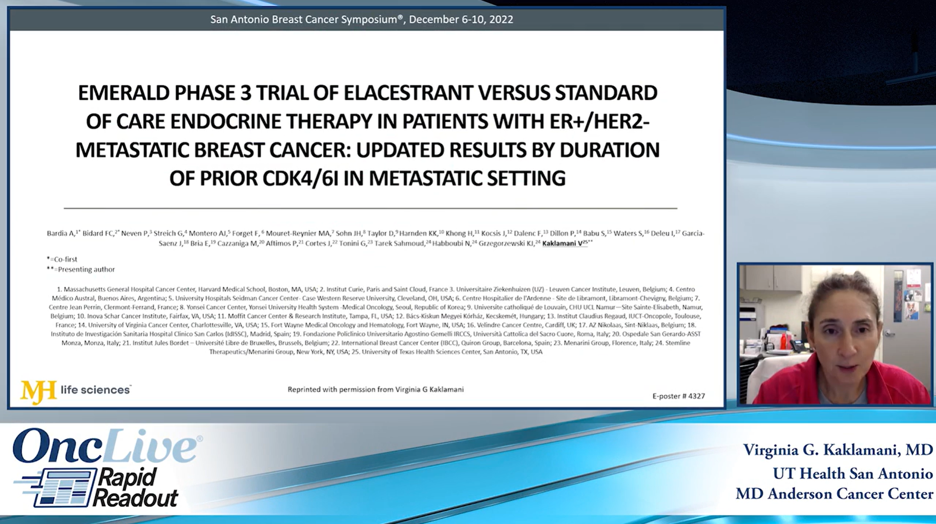 EMERALD Phase 3 Trial of Elacestrant Versus Standard of Care Endocrine Therapy in Patients With ER+/HER2- Metastatic Breast Cancer: Updated Results by Duration of Prior CDK4/6i in Metastatic Setting 