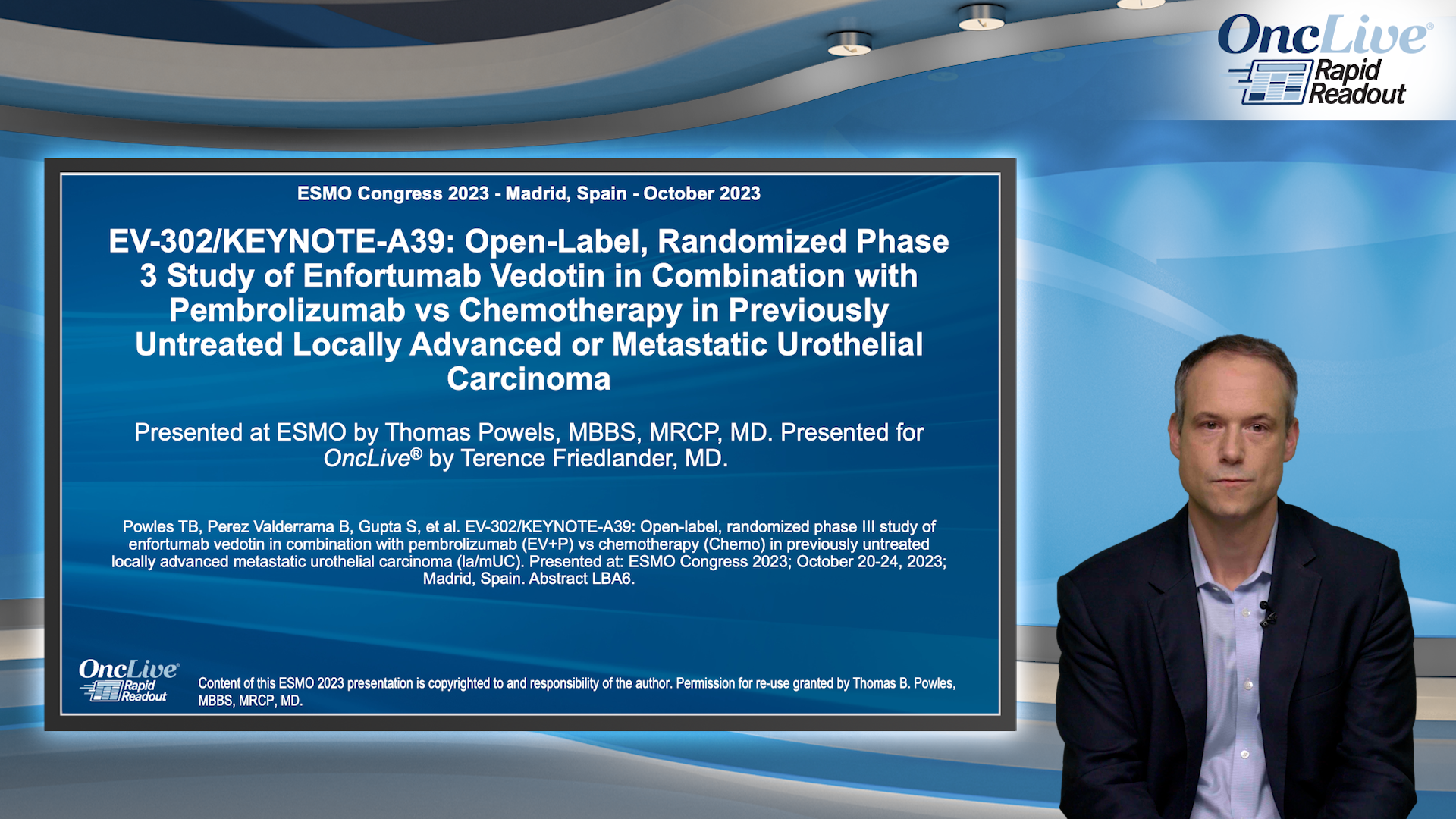 EV-302/KEYNOTE-A39: Open-Label, Randomized Phase 3 Study of Enfortumab Vedotin in Combination with Pembrolizumab vs Chemotherapy in Previously Untreated Locally Advanced or Metastatic Urothelial Carcinoma
