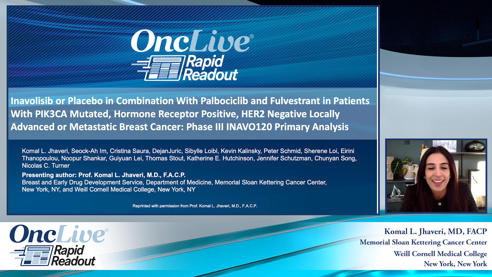 Inavolisib or Placebo in Combination With Palbociclib and Fulvestrant in Patients With PIK3CA Mutated, Hormone Receptor Positive, HER2 Negative Locally Advanced or Metastatic Breast Cancer: Phase III INAVO120 Primary Analysis